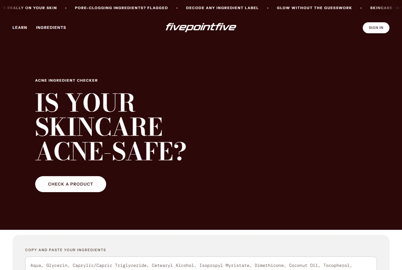 fivepointfive acne ingredient checker