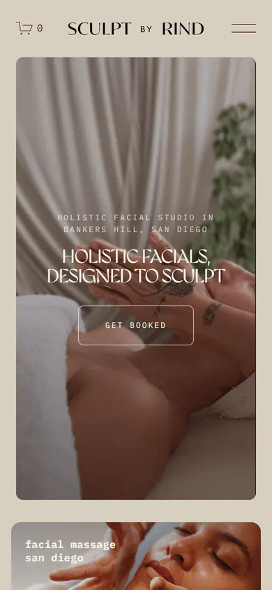 Sculpt by Rind website on mobile
